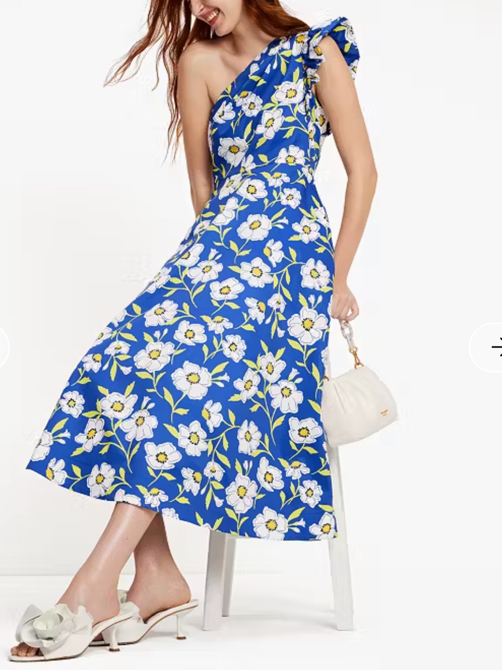 kate spade Blue Floral One-Shoulder Midi Dress